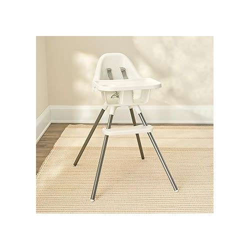  Regalo High Chair for Babies and Toddlers, Award Winning Brand, Removable Oversized Tray with Cup Holder, Five Point Harness, White