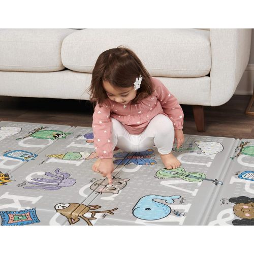  Visit the Regalo Store Regalo Sensory & Learning My Play Mat, Foldable & Reversable, Waterproof, Bonus Kit, Includes Travel Case with Carry Strap, Grey, Extra Large