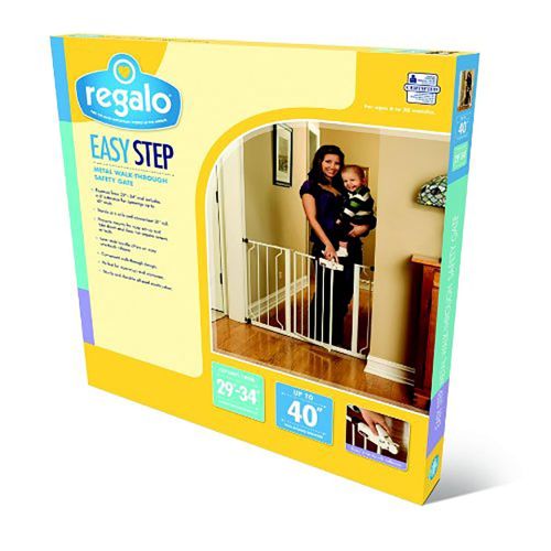  Regalo Easy Step Walk Thru Gate, White, Pet Baby Child Toddler Safety, New