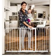 Regalo Extra Wide Wide Span Pet & Baby Safety Security Gate with 3 Extensions White - For a Doorway, Balcony, Top and Bottom of Staircases or a Wide Hall | Great Baby Shower Gift