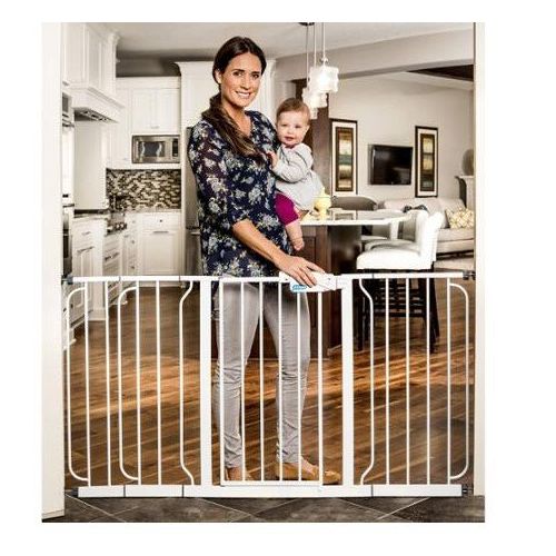  Regalo Extra Wide Wide Span Pet & Baby Safety Security Gate with 3 Extensions White - For a Doorway, Balcony, Top and Bottom of Staircases or a Wide Hall | Great Baby Shower Gift