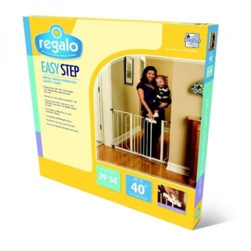  White Regalo Easy Step Walk Thru Gate, Baby Toddler Pet Child Safety Doorway Regalo Easy Step Gate-...