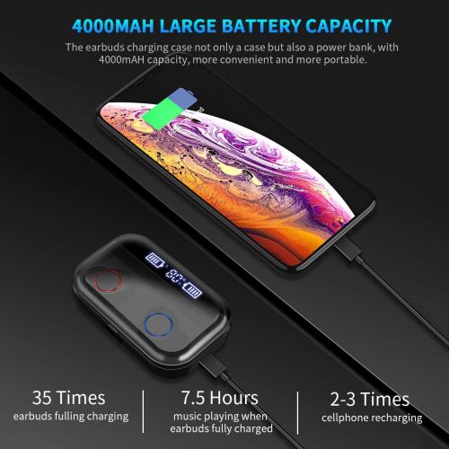  [아마존 핫딜]  [아마존핫딜][2019 Latest Style]Wireless Earbuds, RegeMoudal Bluetooth Earbuds with Charging Display,Bluetooth Headset Wireless Earphones IPX7 Waterproof Bluetooth 5.0 Hi-Fi Stereo Sound with 4