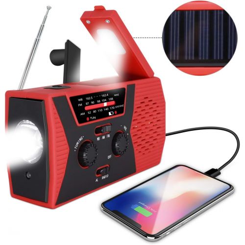  [아마존 핫딜]  [아마존핫딜][2019 Upgraded Version] RegeMoudal Emergency Solar Hand Crank Radio, NOAA Weather Radio for Emergency with AM/FM, LED Flashlight, Reading Lamp, 2000mAh Power Bank and SOS Alarm