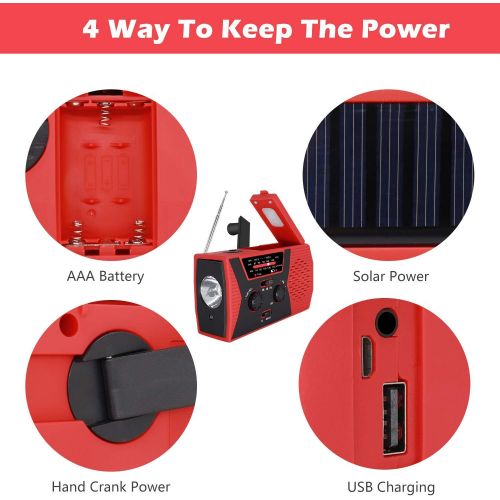  [아마존 핫딜]  [아마존핫딜][2019 Upgraded Version] RegeMoudal Emergency Solar Hand Crank Radio, NOAA Weather Radio for Emergency with AM/FM, LED Flashlight, Reading Lamp, 2000mAh Power Bank and SOS Alarm