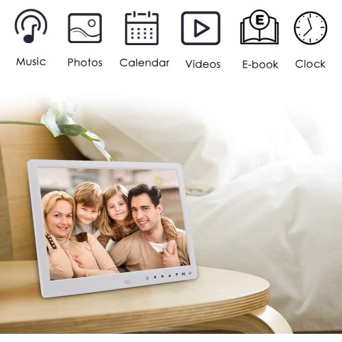  [아마존 핫딜] Digital Photo Frame,RegeMoudal 12 Inch Picture Frame with Remote Control 1080P High Definition, Support 32G SD and USB, Various Display Modes, for Pictures and Videos (White)