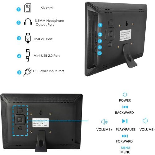  [아마존베스트]RegeMoudal 10 inch Digital Photo Frames with High Resolution 1280 X 800 IPS LCD Panel, Support 64G SD Card and USB Stick Various Display Modes, for 1080P Videos/Pictures/Calendar/T