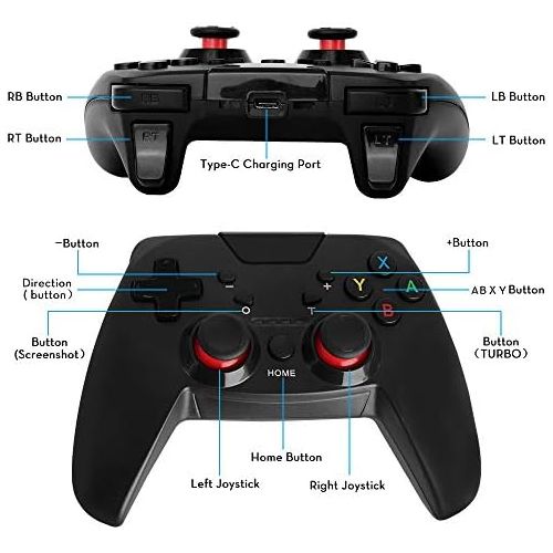  [아마존 핫딜]  [아마존핫딜]Wireless Controller fuer Nintendo Switch, RegeMoudal Rechargeable Switch Pro Controller mit Einstellbarer Double Shock, Vibrationsintensitat und TURBO Funktion Eingebaut Six-axis Gy