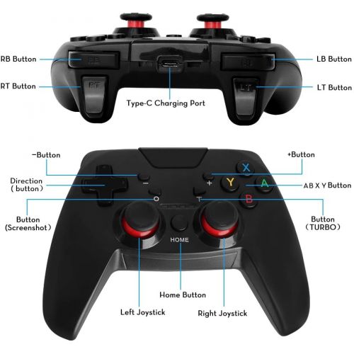  [아마존 핫딜]  [아마존핫딜]Wireless Controller fuer Nintendo Switch, RegeMoudal Rechargeable Switch Pro Controller mit Einstellbarer Double Shock, Vibrationsintensitat und TURBO Funktion Eingebaut Six-axis Gy