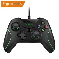 Xbox One Wired Controller, RegeMoudal Xbox One PC Game Wired Controller Windows PC (XP, WIN7, WIN8, WIN10) with Dual Vibration and Ergonomic Wired Game Controller. (Black)