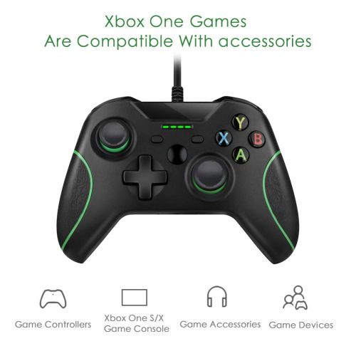  Xbox One Wired Controller, RegeMoudal Xbox One PC Game Wired Controller Windows PC (XP, WIN7, WIN8, WIN10) with Dual Vibration and Ergonomic Wired Game Controller. (Black)