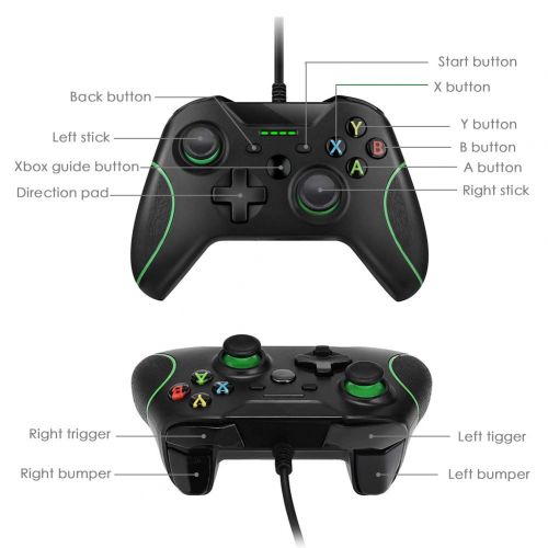  Xbox One Wired Controller, RegeMoudal Xbox One PC Game Wired Controller Windows PC (XP, WIN7, WIN8, WIN10) with Dual Vibration and Ergonomic Wired Game Controller. (Black)