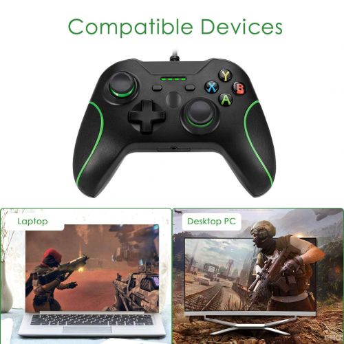  Xbox One Wired Controller, RegeMoudal Xbox One PC Game Wired Controller Windows PC (XP, WIN7, WIN8, WIN10) with Dual Vibration and Ergonomic Wired Game Controller. (Black)