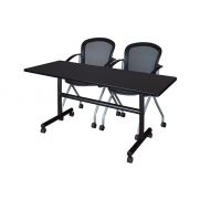 Regency MKFT6030BE23BK Flip Top Mobile Training Table and Cadence Chair Set, 60, Beige/Black
