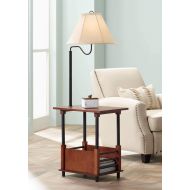 Marville Mission Floor Lamp End Table Swing Arm Farmhouse Wood Open Crate Design Empire Shade for Living Room Reading Bedroom - Regency Hill