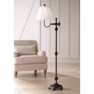 Hancock Traditional Floor Lamp Bronze Off White Natural Linen Empire Shade for Living Room Reading Bedroom Office - Regency Hill