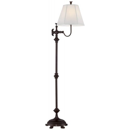  Hancock Traditional Floor Lamp Bronze Off White Natural Linen Empire Shade for Living Room Reading Bedroom Office - Regency Hill