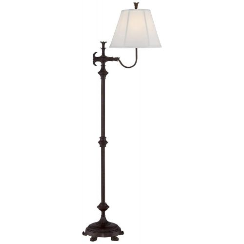  Hancock Traditional Floor Lamp Bronze Off White Natural Linen Empire Shade for Living Room Reading Bedroom Office - Regency Hill