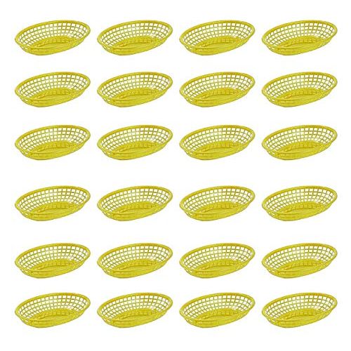  Regent Yellow Restaurant Quality Food Baskets 9 1/4 x 5 3/4 Perfect for Outdoor Picnics (24)