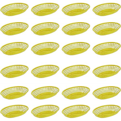  Regent Yellow Restaurant Quality Food Baskets 9 1/4 x 5 3/4 Perfect for Outdoor Picnics (24)