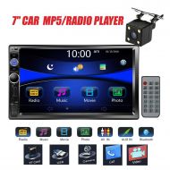 Regetek Car Stereo Double Din 7 Touchscreen in Dash Stereo Car Audio Video Player Bluetooth FM AM Radio Mp3 /TF/USB/AUX-in/Subwoofer/Steering Wheel Controls + Remote Control+Rear V