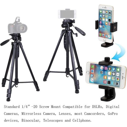  Regetek Travel Camera Tripod (Aluminum 63 Adjustable Camera Stand with Flexible Head) -Portable Tripod for Canon Nikon Sony DV DSLR Camera Camcorder Gopro Action Cam/iPhone & Carry