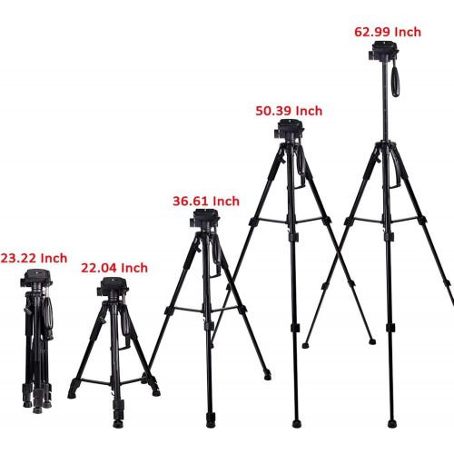  Regetek Travel Camera Tripod (Aluminum 63 Adjustable Camera Stand with Flexible Head) -Portable Tripod for Canon Nikon Sony DV DSLR Camera Camcorder Gopro Action Cam/iPhone & Carry