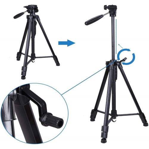  Regetek Travel Camera Tripod (Aluminum 63 Adjustable Camera Stand with Flexible Head) -Portable Tripod for Canon Nikon Sony DV DSLR Camera Camcorder Gopro Action Cam/iPhone & Carry