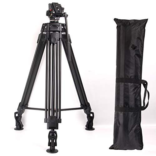  Regetek 71 Professional Video Camera Tripod System Heavy Duty Aluminum Adjustable Tripod Stand with Fluid Pan Head and Carry Bag for for Canon Nikon DV Camcorder DSLR Photo Studio