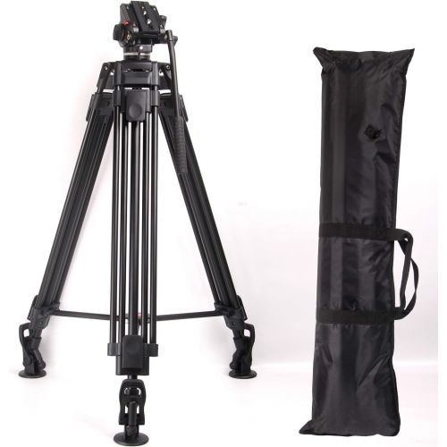  Regetek 71 Professional Video Camera Tripod System Heavy Duty Aluminum Adjustable Tripod Stand with Fluid Pan Head and Carry Bag for for Canon Nikon DV Camcorder DSLR Photo Studio