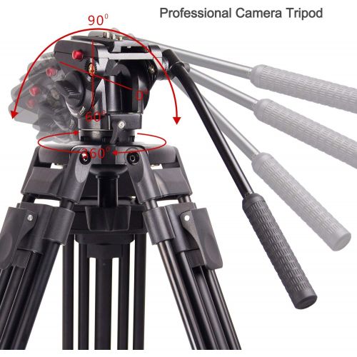  Regetek 71 Professional Video Camera Tripod System Heavy Duty Aluminum Adjustable Tripod Stand with Fluid Pan Head and Carry Bag for for Canon Nikon DV Camcorder DSLR Photo Studio