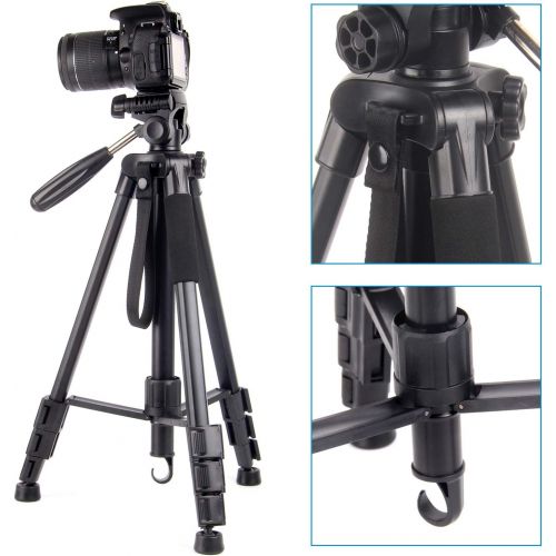  Regetek Camera Tripod Travel Monopod(65 Aluminum Professional Video Camera Mount Leg) Adjustable Stand with Flexible Head for Canon Nikon DV DSLR Camcorder Gopro cam& Carry Bag