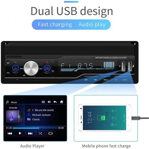  [아마존베스트]Regetek Single Din Car Stereo 7 inch Bluetooth Car Audio Video Player RDS FM AM Car Radio Player USB/AUX/TF HD Telescopic Retractable Capacitive Touch Screen