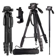 Regetek Camera Tripod Travel Monopod (70 Aluminum Professional Video Camera Mount Leg) Adjustable Stand with Flexible Head for Canon Nikon DV DSLR Camcorder Gopro cam& Carry Bag &