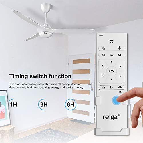  [아마존베스트]reiga 52-in Ceiling Fan with LED Light Kit Remote Control Modern Blade Noiseless Reversible Motor,6-speed, 3 color Temperature Switch (Bright White)