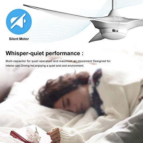  [아마존베스트]reiga 52-in Ceiling Fan with LED Light Kit Remote Control Modern Blade Noiseless Reversible Motor,6-speed, 3 color Temperature Switch (Bright White)