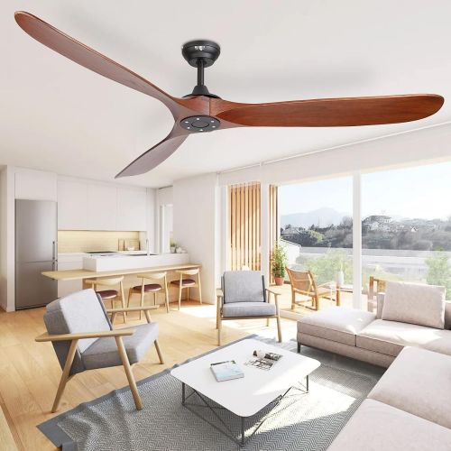  reiga 70 Modern Solid Wood Blades Ceiling Fan with App, Alexa, Google Home, Remote Control, 6-speed Reversible DC Motor for Indoor / Outdoor