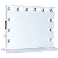 ReignCharm Hollywood Vanity Mirror Music Box, Bluetooth Speaker, 12 LED Lights, Dual Outlets & USB, 32-inches x 27-inches
