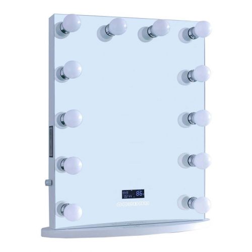  ReignCharm Hollywood Vanity Mirror, 12-LED Light Bulbs, USB Ports & Outlets, 22-inches by 29-inches, Borderless