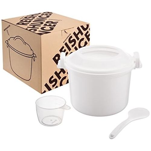  Reishunger Mikrowellen Reiskocher (1,2 l / 21,5 x 18 x 15cm) fuer bis zu 4 Personen ideal auch fuer Quinoa, Couscous, Kartoffeln  Ohne Weichmacher