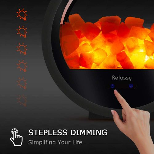  Relassy 9 Natural Himalayan Pink Salt Lamp,Bluetooth Speaker,Bedside Lamp,Night Light,Crystal Salt Rock Lamp with Dimmer Sensor,4 Replaceable Bulbs for Gift Decoration Music & Air