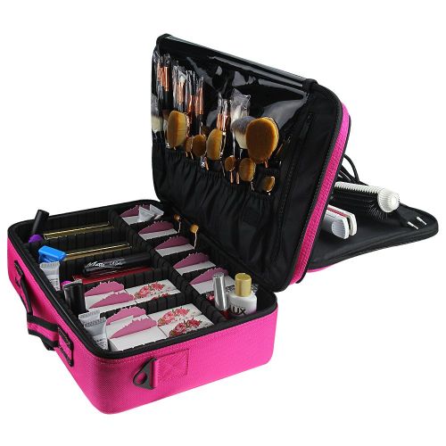  Relavel Makeup Bags Travel Large Makeup Case 16.5 Professional Makeup Train Case 3 Layer Cosmetic Bag...