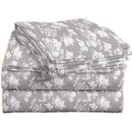 Relax and Indulge 81030 Flannel Bed Sheet Set, King, Flores Oyster