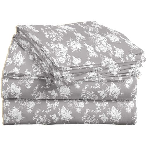  Relax and Indulge 81030 Flannel Bed Sheet Set, King, Flores Oyster