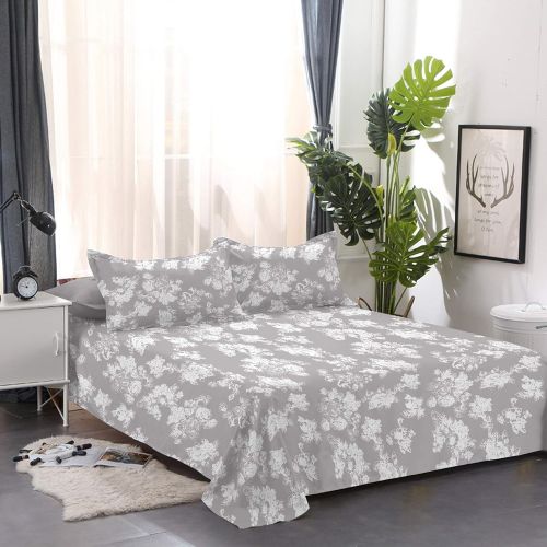  Relax and Indulge 81030 Flannel Bed Sheet Set, King, Flores Oyster
