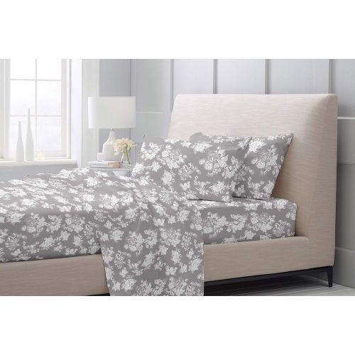  Relax and Indulge 81030 Flannel Bed Sheet Set, King, Flores Oyster