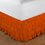 Relaxare King 300TC 100% Egyptian Cotton Orange Solid 1PCs Multi Ruffle Bedskirt Solid (Drop Length: 28 inches) - Ultra Soft Breathable Premium Fabric