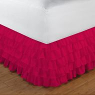 Relaxare King 300TC 100% Egyptian Cotton Hot Pink Solid 1PCs Multi Ruffle Bedskirt Solid (Drop Length: 11 inches) - Ultra Soft Breathable Premium Fabric
