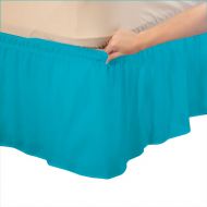 Relaxare Queen 600TC 100% Egyptian Cotton Turquoise Blue Solid 1PCs Wrap Around Bedskirt Solid (Drop Length: 16 inches) - Ultra Soft Breathable Premium Fabric