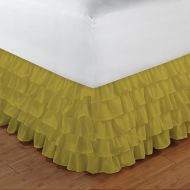 Relaxare King XL 300TC 100% Egyptian Cotton Yellow Solid 1PCs Multi Ruffle Bedskirt Solid (Drop Length: 15 inches) - Ultra Soft Breathable Premium Fabric